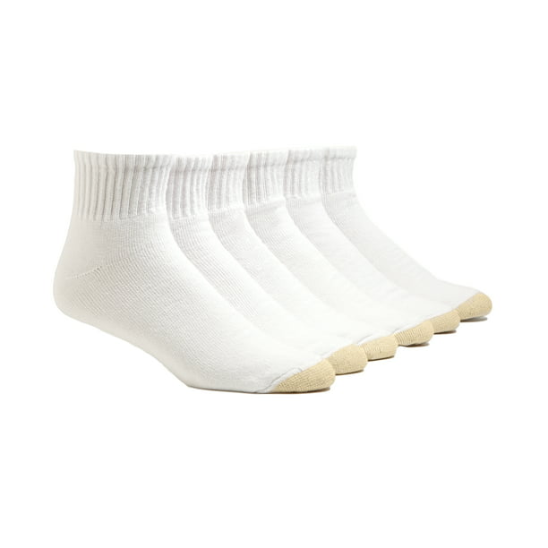 Mens Gold Toe Cotton Crew Sock Quarter Ankle Extended 6 Pack White Size 13-15